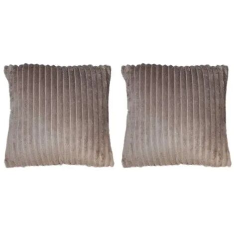 Lot 2 coussins 40 cm marron glacé en velours côtelé doux - BOREAL (1/2)