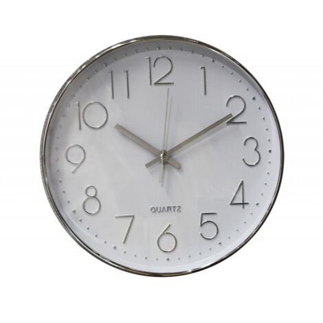 Horloge murale ronde 30 cm blanc et métal chromé - CLOCK (1/2)
