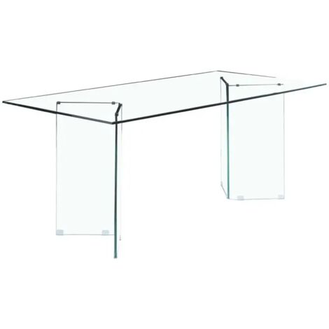 Table de repas 180 x 90 cm avec plateau et pieds en verre trempé - ICE