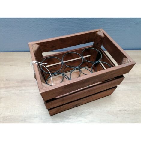 Porte Bouteille Ancien En Métal Et Bois – Casier Vintage 4 Compartiments – France