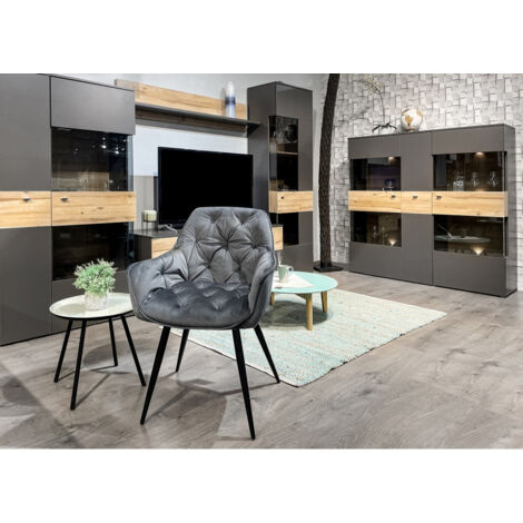 Etagère murale 150 cm décor bois clair et gris - MARBELLA