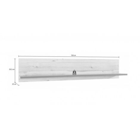 Etagère murale 150 cm décor bois clair et gris - MARBELLA