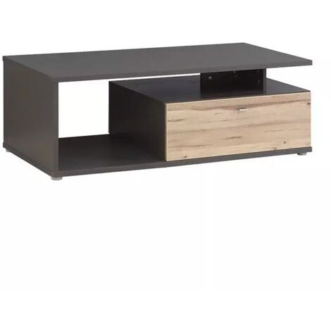 Table basse 120 cm 2 tiroirs décor chêne clair et gris - MARBELLA (1/5)