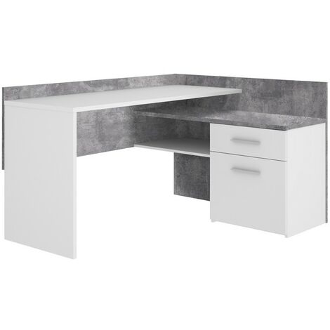 Volta WH blanc bureau d'angle pivotant pour bureau à domicile 2 étagères