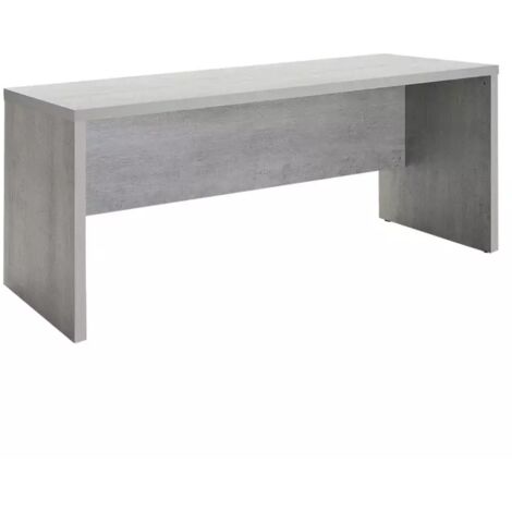 Bureau droit 180 cm en panneaux de particules décor béton texturé – Hauteur 74 cm – Profondeur 69 cm – Fabrication Italie – Meubletmoi (1/5)