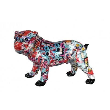 Statue bulldog anglais collage multicolore en résine - TAG (1/5)