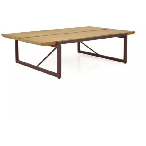 Table basse 113 cm en bois de pin et métal marron - LINEA (1/5)