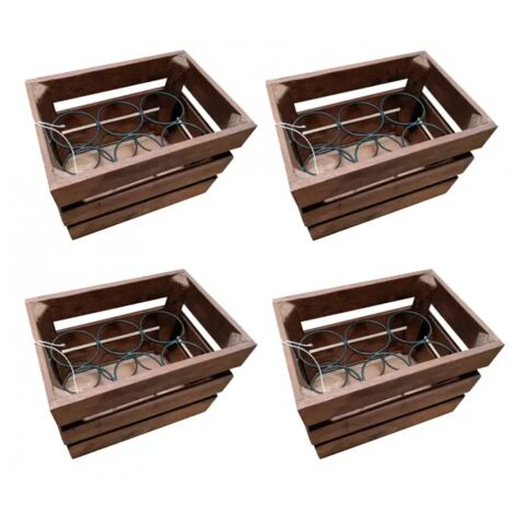 Lot 4 casiers pour 24 bouteilles en bois et métal rustique - BACCHUS (1/4)