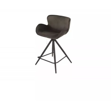 Chaise de bar en tissu velours marron et pieds métal - LOTUS (1/5)
