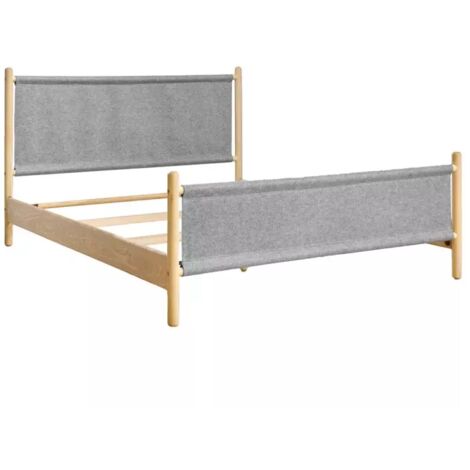Lit 160 x 200 cm en bois de frêne et feutrine gris - AGDE 7008 (1/5)