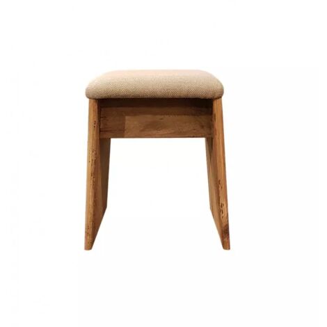 Tabouret de bar en pin recyclé avec assise rembourrée beige – Design trapèze – Dimensions 40x45x31cm – Fabrication artisanale écologique – Meubletmoi (1/5)