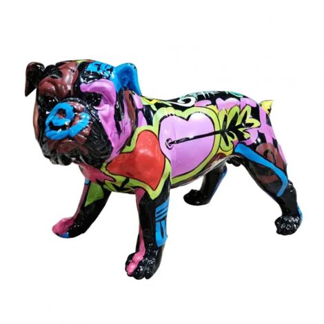 Sculpture Chien en résine peinture multicolore H 26 cm - DOGGY CARL (1/5)
