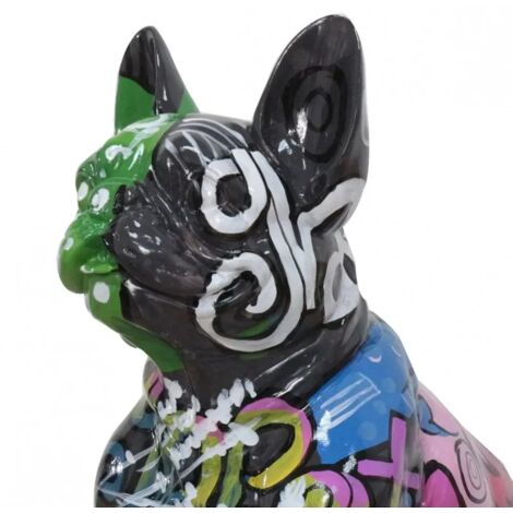 Statue Chien Boston Terrier Assis Rouge Laquée H22 Cm - Haru - Statue