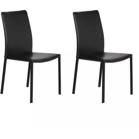 Lot de 2 chaises empilables en simili noir et 4 pieds en acier - LUFY (1/5)