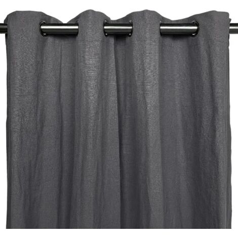 Rideau à œillets en ramie et coton gris foncé 130 x 250 cm - NIKI 3465 (1/3)
