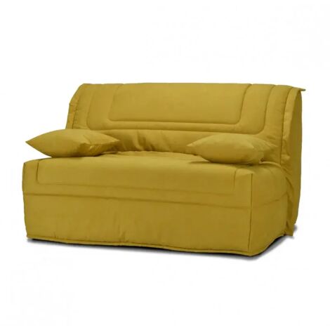 Banquette lit BZ 140x190 cm en tissu jaune et matelas 12 cm – BUZZY
