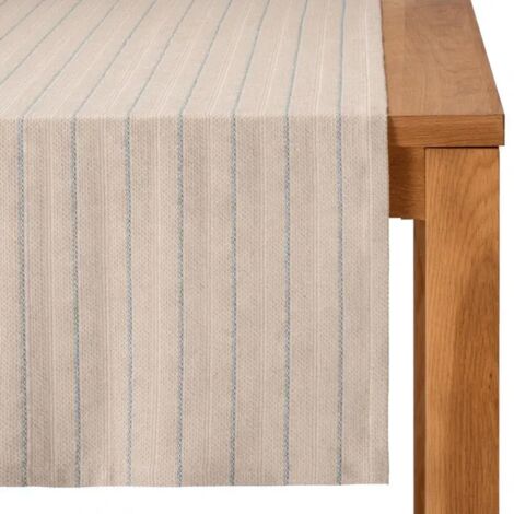 Chemin de table lin et polyester lavandes brodées lin bordure blanche