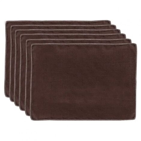 Lot de 6 sets de table, lin et coton brun 36 x 48 cm - CONSTELLA 9048 (1/4)