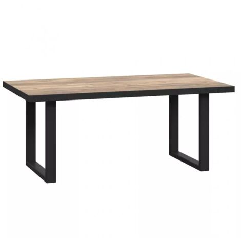 Table basse 110 cm décor bois clair et pied luge métal noir - CELIA (1/5)