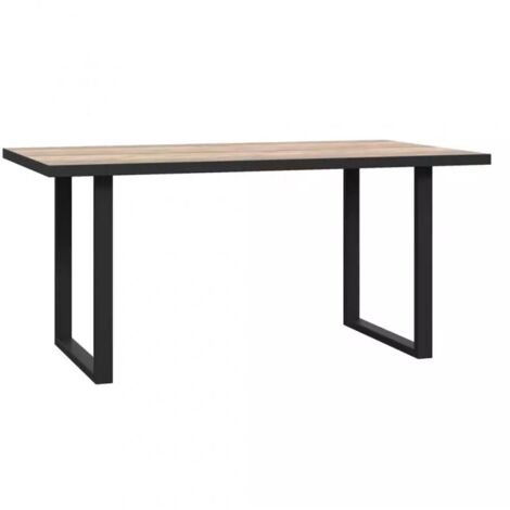 Table fixe 160 cm décor bois et piètement luge métal noir - CELIA (1/5)