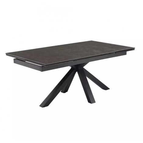 Table extensible 160/240 cm céramique gris foncé pied croix - UTAH 04