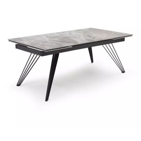 Table extensible 160/240 cm céramique gris marbré pied filaire - DAKOTA 01 (1/5)