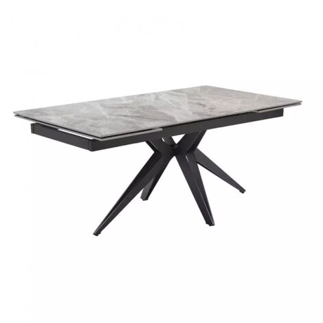 Table extensible 160/240 cm céramique gris marbré pied étoile - DAKOTA 06 (1/5)