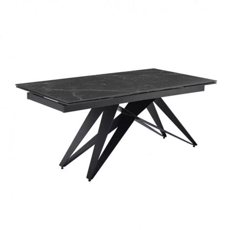 Table extensible 160/240 cm céramique noir marbré pied géométrique - INDIANA 03 (1/5)