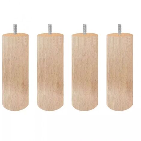Lot de 4 pieds de meuble 15x6 rond en bois de hêtre - PIEDS DE LIT (1/3)