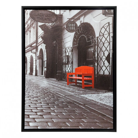 Tableau imprimé banc rouge sur cadre en bois noir 30x40 cm - STREET (1/3)