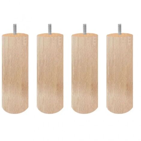 Lot de 4 pieds de meuble 15x5 rond en bois de hêtre - PIEDS DE LIT (1/3)