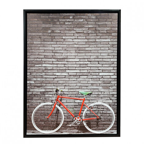 Tableau imprimé vélo rouge sur cadre en bois noir 30x40 cm - BIKE (1/3)