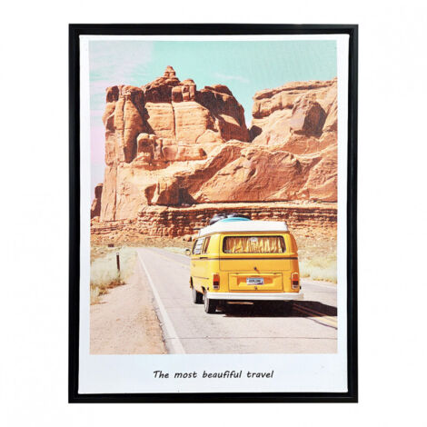 Tableau imprimé Combi jaune vw cadre en bois noir 30x40 cm - TRAVEL (1/4)