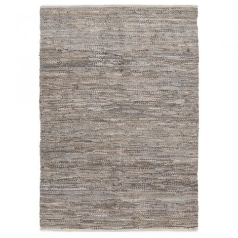 Tapis tressé en cuir et coton gris 100 x 150 cm - SUELO 6742 (1/4)