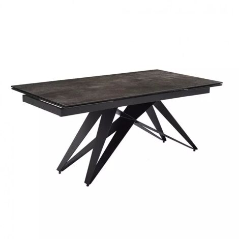 Table extensible 160/240 cm céramique gris vieilli pied géométrique - MAINE 03 (1/5)