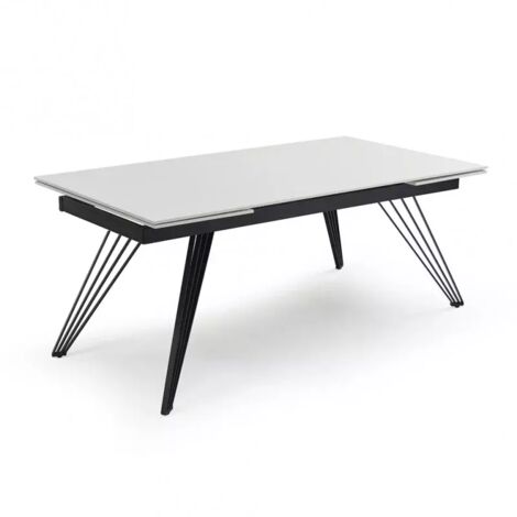 Table extensible 160/240 cm céramique blanc pieds filaires - OREGON 01 (1/5)