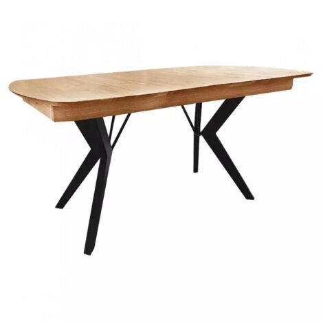 Table extensible plateau et piètement chêne massif 160/210 cm - NOLY (1/5)
