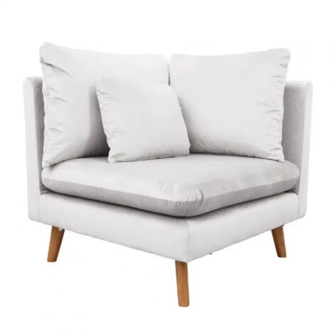 Angle pour canapé modulable en velours gris clair - LASSIE (1/5)