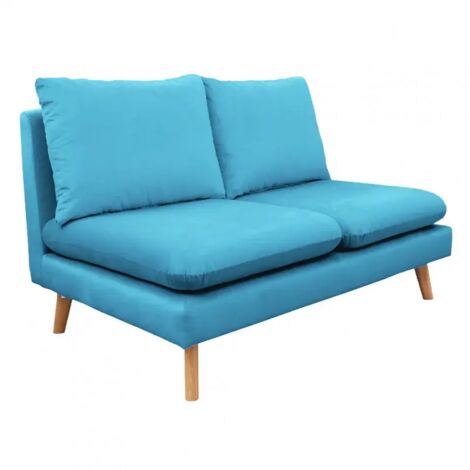 Chauffeuse 2 places pour canapé modulable en velours bleu - LASSIE (1/5)