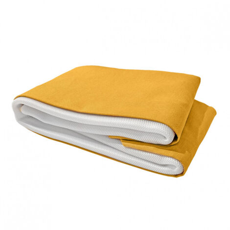 Cache-sommier tapissier 160x200 cm en tissu 100% polyester jaune – Doublure aérée pour circulation d'air – Hauteur 19 cm – Meubletmoi