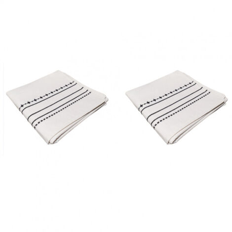 Lot 2 chemins de table coton blanc et broderie 50 x 145 cm - GEMA 6524 (1/3)
