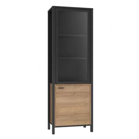 Vitrine réversible 194 cm 2 portes décor bois de chêne et noir - MODE (1/5)