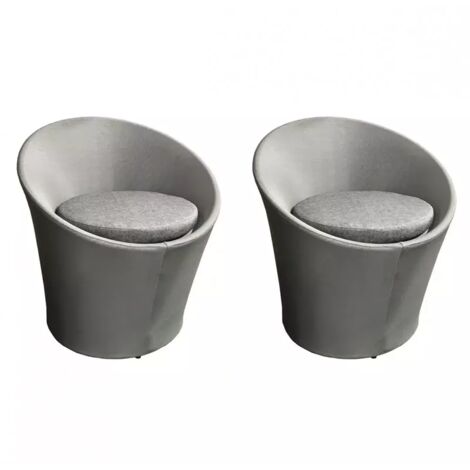 Lot de 2 fauteuils de jardin rond gris en textilène - KIMI (1/5)