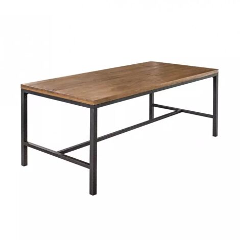 Table repas 180 cm bois rustique métal noir industriel - FACTORY (1/5)