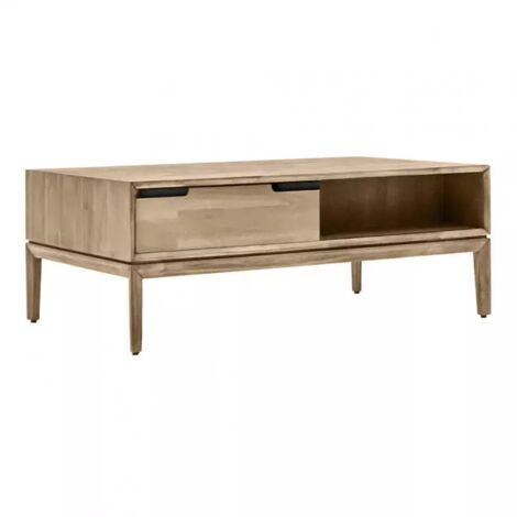 Table basse en bois design 2 tiroirs 2 niches L.120 cm - KASSIA (1/5)