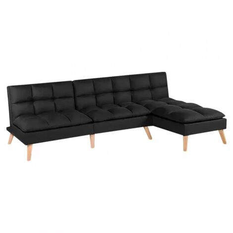 Banquette convertible angle réversible et modulable tissu noir - KURT (1/5)