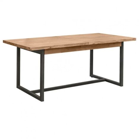 Table de repas extensible 180/220 cm bois d'acacia et métal - MAYBEL (1/5)