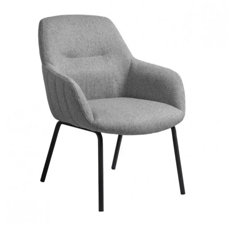 Fauteuil en tissu gris chiné avec pieds en métal noir - MUST (1/5)