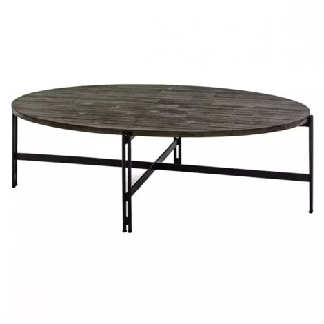 Table basse ovale en bois d'acacia cendré avec piètement métal - KUBI (1/5)