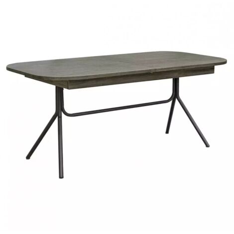 Table repas extensible L180/220 cm en bois cendré et métal - KUBI (1/5)